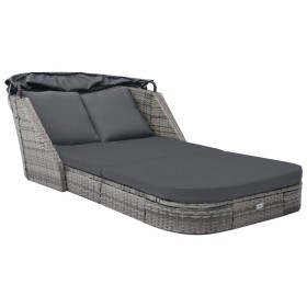 Tumbona con capota de ratán sintético gris antracita de vidaXL, Tumbonas - Ref: Foro24-49496, Precio: 526,99 €, Descuento: %