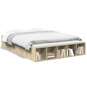 Estructura de cama madera de ingeniería roble Sonoma 140x190 cm de vidaXL, Camas y somieres - Ref: Foro24-3280582, Precio: 14...