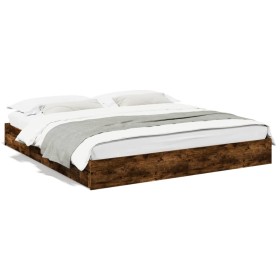 Cama con cajones madera de ingeniería roble ahumado 200x200 cm de vidaXL, Camas y somieres - Ref: Foro24-3280633, Precio: 197...