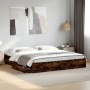 Smoked oak engineered wood bed with drawers 200x200 cm by vidaXL, Beds and slatted bases - Ref: Foro24-3280633, Price: 198,25...