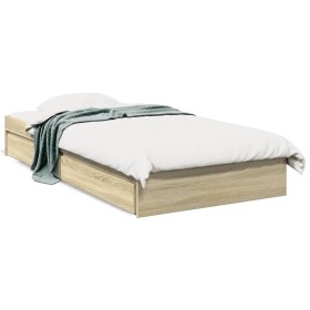 Sonoma oak engineered wood bed with drawers 100x200 cm by vidaXL, Beds and slatted bases - Ref: Foro24-3280673, Price: 142,99...