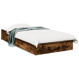 Cama con cajones madera de ingeniería roble ahumado 75x190 cm de vidaXL, Camas y somieres - Ref: Foro24-3280717, Precio: 129,...