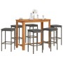 Garden table and stools 7 pieces acacia wood PE rattan gray by vidaXL, Garden sets - Ref: Foro24-3295287, Price: 302,14 €, Di...