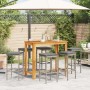 Garden table and stools 7 pieces acacia wood PE rattan gray by vidaXL, Garden sets - Ref: Foro24-3295287, Price: 302,14 €, Di...