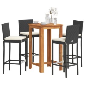 Garden table and stools 5 pcs acacia wood PE rattan black by vidaXL, Garden sets - Ref: Foro24-3295264, Price: 372,45 €, Disc...