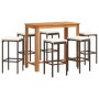 Garden table and stools 7 pcs acacia wood PE rattan brown by vidaXL, Garden sets - Ref: Foro24-3295285, Price: 319,89 €, Disc...