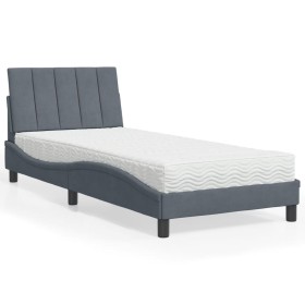 Cama con colchón terciopelo gris oscuro 90x190 cm de vidaXL, Camas y somieres - Ref: Foro24-3208569, Precio: 268,99 €, Descue...