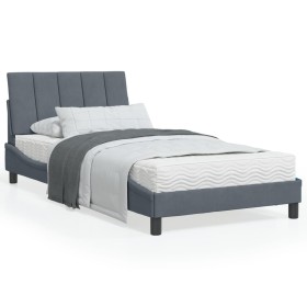 Bed with dark gray velvet mattress 100x200 cm by vidaXL, Beds and slatted bases - Ref: Foro24-3208581, Price: 271,99 €, Disco...