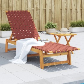 Solid acacia wood and red fabric sun lounger by vidaXL, Loungers - Ref: Foro24-366508, Price: 113,99 €, Discount: %