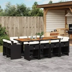 Garten-Essgruppe mit 13-teiligen Kissen aus schwarzem Kunststoff-Rattan. von vidaXL, Gartensets - Ref: Foro24-3277994, Preis:...