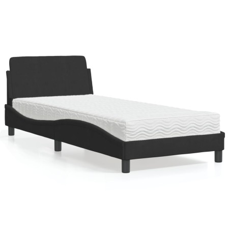 Cama con colchón terciopelo negro 80x200 cm de vidaXL, Camas y somieres - Ref: Foro24-3208293, Precio: 220,56 €, Descuento: %