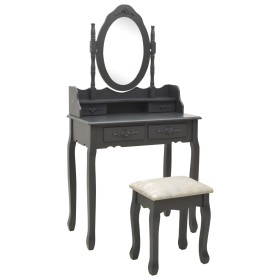 Dressing table and stool set in gray paulownia wood, 75x69x140 cm. by vidaXL, Bedroom Dressers - Ref: Foro24-289317, Price: 1...