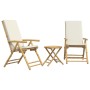 3-teiliges Klapp-Bistro-Set aus Bambus mit cremeweißen Kissen von vidaXL, Gartensets - Ref: Foro24-3208937, Preis: 245,10 €, ...