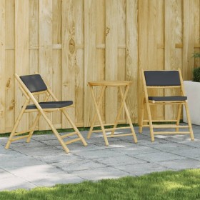 3-Piece Bamboo Folding Bistro Set with Dark Gray Cushions by vidaXL, Garden sets - Ref: Foro24-3208940, Price: 181,95 €, Disc...