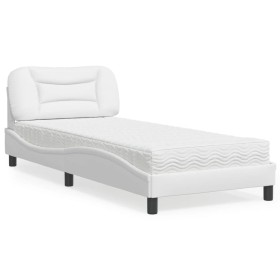 Cama con colchón cuero sintético blanco 90x190 cm de vidaXL, Camas y somieres - Ref: Foro24-3208690, Precio: 294,10 €, Descue...