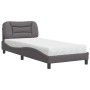 Bed with gray synthetic leather mattress 90x200 cm by vidaXL, Beds and slatted bases - Ref: Foro24-3208699, Price: 301,34 €, ...