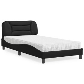 Bed with black synthetic leather mattress 100x200 cm by vidaXL, Beds and slatted bases - Ref: Foro24-3208703, Price: 302,15 €...