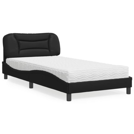 Bed with black synthetic leather mattress 100x200 cm by vidaXL, Beds and slatted bases - Ref: Foro24-3208703, Price: 291,48 €...