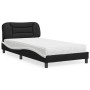 Bed with black and white synthetic leather mattress 100x200 cm by vidaXL, Beds and slatted bases - Ref: Foro24-3208708, Price...