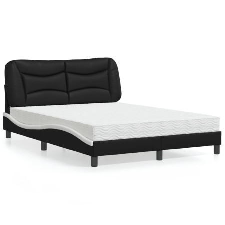 Bed with black and white synthetic leather mattress 120x200 cm by vidaXL, Beds and slatted bases - Ref: Foro24-3208715, Price...