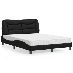 Bed with black synthetic leather mattress 140x190 cm by vidaXL, Beds and slatted bases - Ref: Foro24-3208717, Price: 394,13 €...