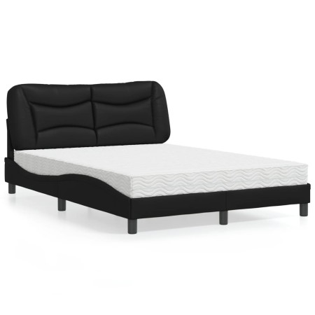 Cama con colchón cuero sintético negro 140x190 cm de vidaXL, Camas y somieres - Ref: Foro24-3208717, Precio: 409,36 €, Descue...