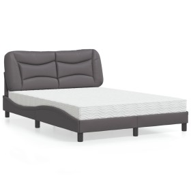 Bed with gray synthetic leather mattress 140x190 cm by vidaXL, Beds and slatted bases - Ref: Foro24-3208720, Price: 388,99 €,...