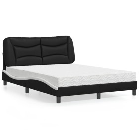 Bed with black and white synthetic leather mattress 140x190 cm by vidaXL, Beds and slatted bases - Ref: Foro24-3208722, Price...