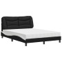 Bed with black and white synthetic leather mattress 140x190 cm by vidaXL, Beds and slatted bases - Ref: Foro24-3208722, Price...