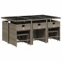 Set de comedor de jardín 11 pzas y cojines ratán sintético gris de vidaXL, Conjuntos de jardín - Ref: Foro24-3277915, Precio:...