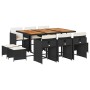 Set de comedor jardín 11 pzas con cojines ratán sintético negro de vidaXL, Conjuntos de jardín - Ref: Foro24-3277922, Precio:...