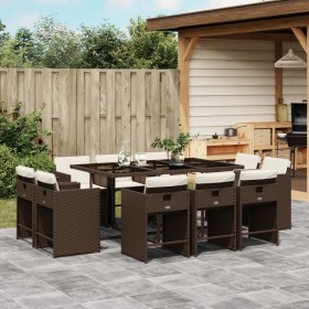 Garten-Essgruppe 11-teilig und braune synthetische Rattankissen von vidaXL, Gartensets - Ref: Foro24-3277976, Preis: 704,99 €...