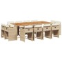 Set comedor de jardín con cojines 13 pzas ratán sintético beige de vidaXL, Conjuntos de jardín - Ref: Foro24-3277995, Precio:...