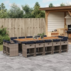 Garten-Essgruppe mit Kissen, 15-teilig, graues synthetisches Rattan von vidaXL, Gartensets - Ref: Foro24-3278005, Preis: 1,00...