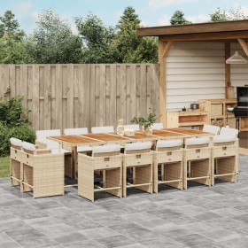 Garten-Essgruppe mit Kissen, 15-teilig, beiges synthetisches Rattan von vidaXL, Gartensets - Ref: Foro24-3278007, Preis: 1,00...