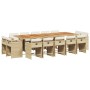 Set comedor de jardín con cojines 15 pzas ratán sintético beige de vidaXL, Conjuntos de jardín - Ref: Foro24-3278007, Precio:...