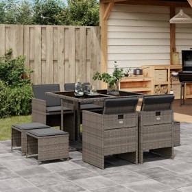 Garten-Essgruppe 9-teilig und graue synthetische Rattankissen von vidaXL, Gartensets - Ref: Foro24-3277723, Preis: 468,99 €, ...