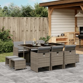 Garten-Essgruppe 11-teilig und graue synthetische Rattankissen von vidaXL, Gartensets - Ref: Foro24-3277735, Preis: 640,21 €,...