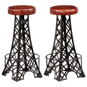 Kitchen bar stools 2 units genuine leather by vidaXL, Kitchen stools - Ref: Foro24-247659, Price: 272,99 €, Discount: %