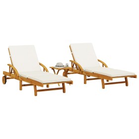 Loungers with table 2 units solid acacia wood by vidaXL, Loungers - Ref: Foro24-3206367, Price: 480,77 €, Discount: %