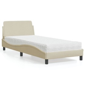 Bed with cream fabric mattress 90x200 cm by vidaXL, Beds and slatted bases - Ref: Foro24-3208329, Price: 248,17 €, Discount: %