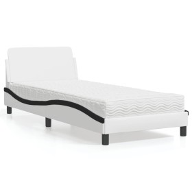 Cama con colchón cuero sintético blanco y negro 90x200 cm de vidaXL, Camas y somieres - Ref: Foro24-3208343, Precio: 243,83 €...