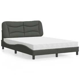 Cama con colchón tela gris oscuro 140x190 cm de vidaXL, Camas y somieres - Ref: Foro24-3208528, Precio: 372,99 €, Descuento: %