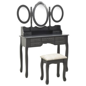 Dressing table with stool and foldable triple gray mirror by vidaXL, Bedroom Dressers - Ref: Foro24-289329, Price: 138,99 €, ...