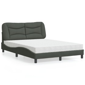 Cama con colchón tela gris oscuro 140x200 cm de vidaXL, Camas y somieres - Ref: Foro24-3208535, Precio: 423,14 €, Descuento: %