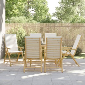 Folding bistro chairs with cushions 6 pcs cream white bamboo by vidaXL, Garden chairs - Ref: Foro24-3208928, Price: 610,06 €,...