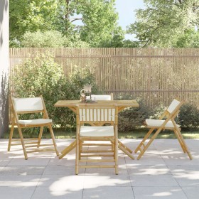 Folding bistro chairs with cushions 4 pcs cream white bamboo by vidaXL, Garden chairs - Ref: Foro24-3208923, Price: 243,99 €,...