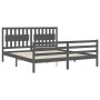 Double bed frame with gray solid wood headboard by vidaXL, Beds and slatted bases - Ref: Foro24-3194328, Price: 188,99 €, Dis...