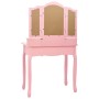 Pink paulownia wood dressing table and stool set 80x69x141 cm by vidaXL, Bedroom Dressers - Ref: Foro24-289319, Price: 145,53...