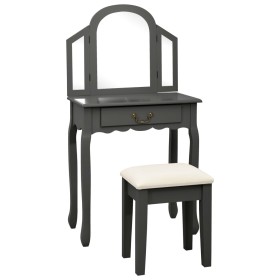 Gray paulownia wood dressing table and stool 65x36x128 cm by vidaXL, Bedroom Dressers - Ref: Foro24-289337, Price: 99,05 €, D...